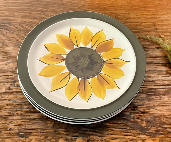 SET of 3 Casual Ceram Electra Mexacali Sunflower Dinner Plates
