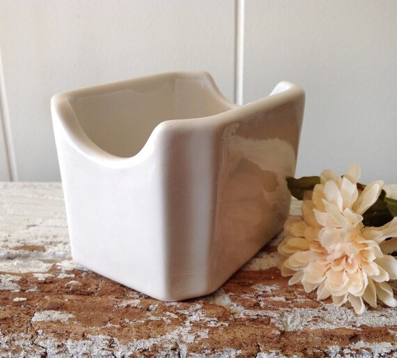 Vintage Dcc Ceramic White Sugar Caddy Tea Bag Holder Diner China Restaurant Ware Table Sugar Packets Holder Creamy White