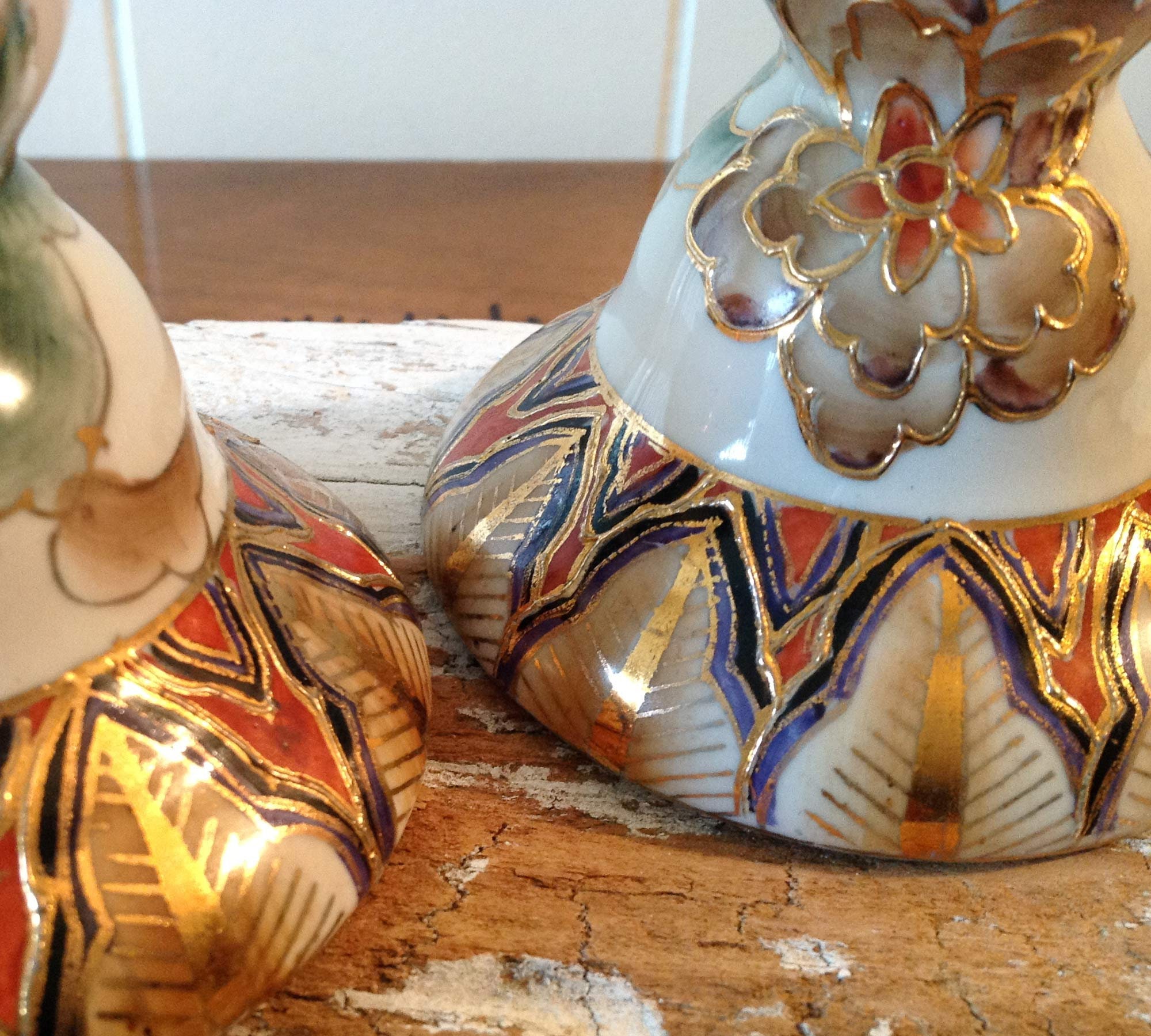 Vintage Chinese Porcelain Candlestick Holders Hand Painted Etsy