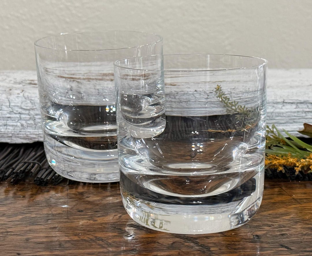 SET of 2 Vintage Bourbon, Whiskey Lowball, Rocks Glasses, Clear Glass ...