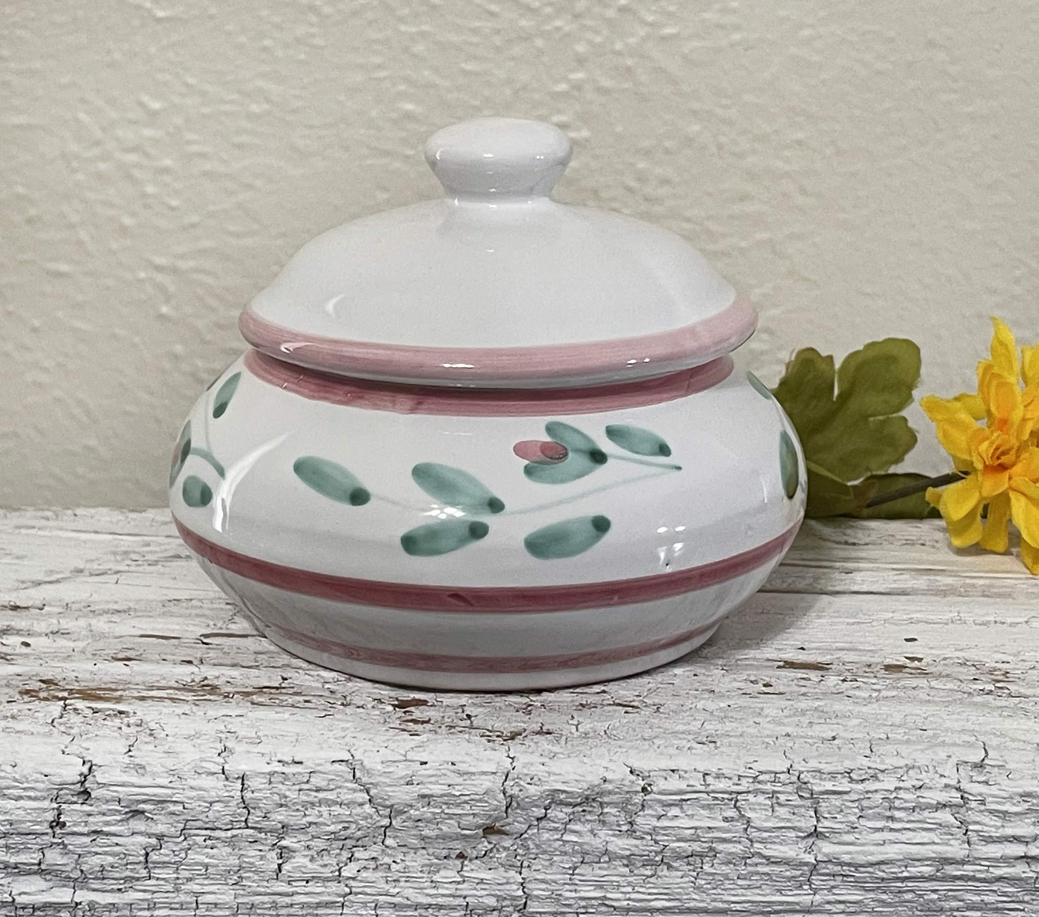 Vintage Caleca Ceramiche Pink Garland Covered Sugar Bowl, Hand Painted ...