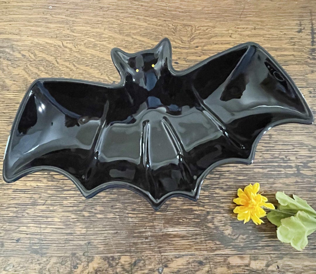 Vintage Big Bat Candy Dish, Halloween Treat Dish, Trinket Jewelry Tray ...