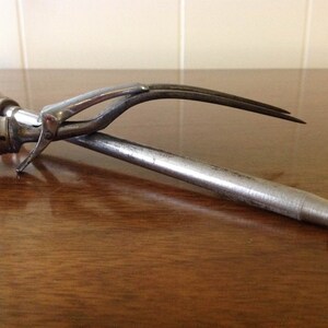 Vintage Large Faux Antler Handled Steak Fork, Knife Sharpener Set, Mid Century Cooking, Dining, Serving, BBQ Utensils, Chrome USA image 9