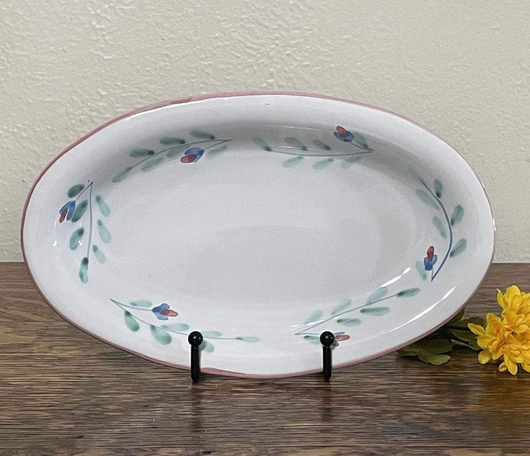 Caleca Vintage Caleca Ceramiche Pink Garland Small Oval Platter, Serving Plate ...