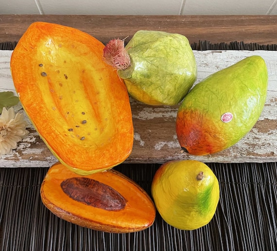 Haiku jugador combinar 5 Juego de frutas de papel maché mexicano cocina decorativa - Etsy España