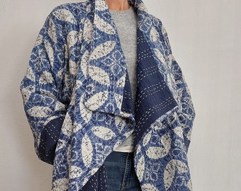 oversize jacket indigo pattern