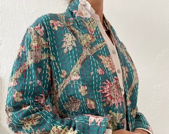 emerald green kimono jacket in cotton