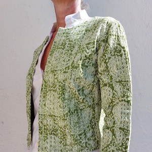 olive green straight short jacket