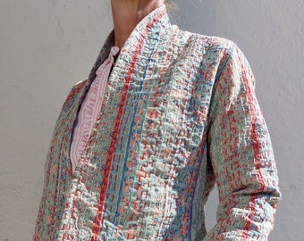 pastel stripes kimono jacket in cotton