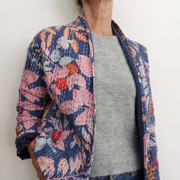 kimono jacket in cotton autumnal pattern