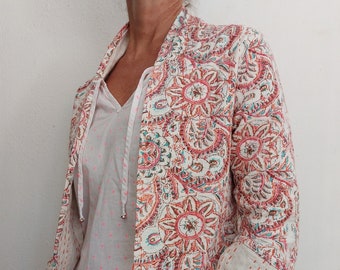 kimono jacket in cotton,white