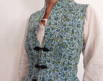 waistcoat in cotton, blue-grey color