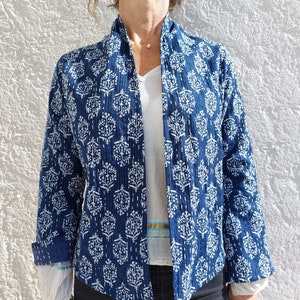 kimono jacket in cotton, indigo color