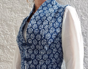 indigo waistcoat in cotton