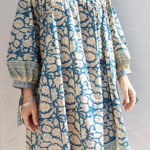 tunic in soft cotton blue-beige colors image 3