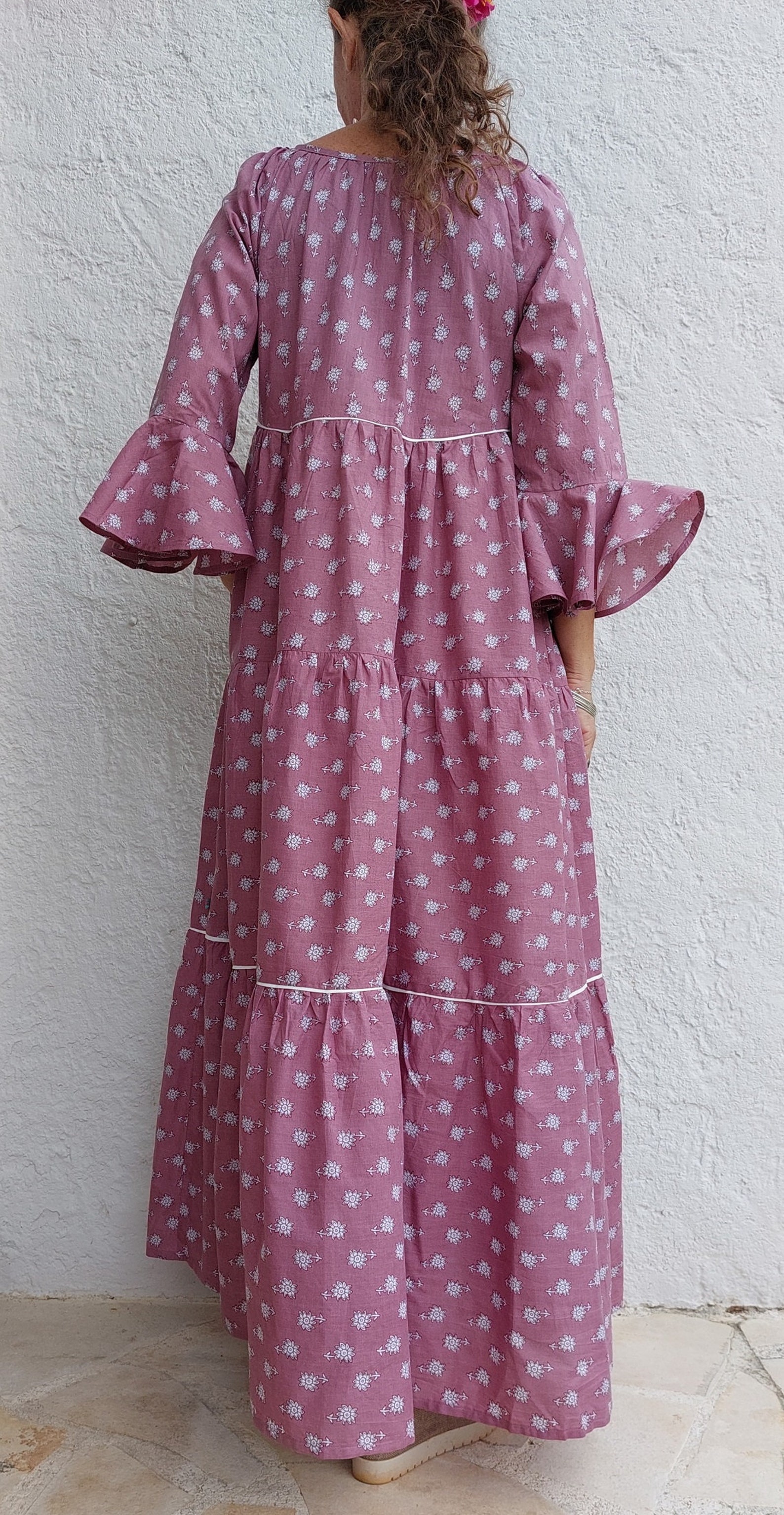 Amethyst Rose Long Cotton Shirt Dress