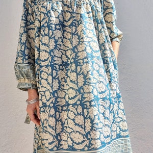 tunic in soft cotton blue-beige colors image 5