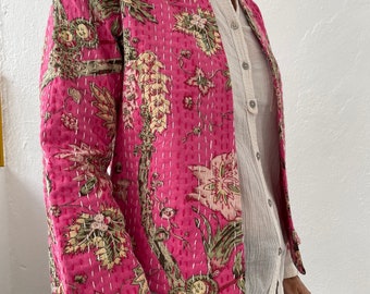 pink kimono jacket in cotton