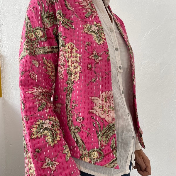 pink kimono jacket in cotton