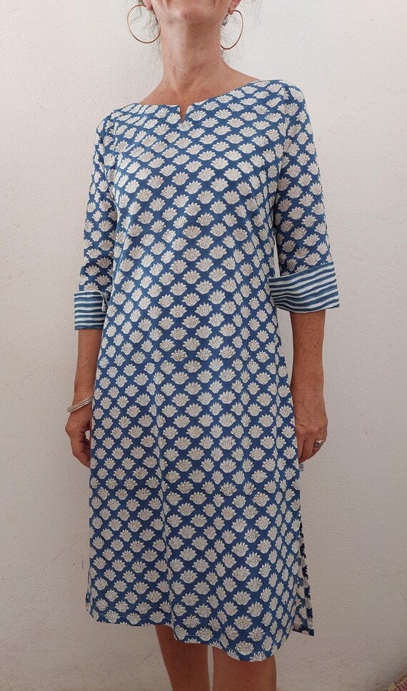blue lotus dress Blue Lotus Moon Dress in Organic Cotton