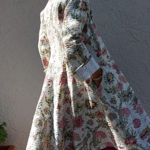 frock coat in cotton white floral pattern