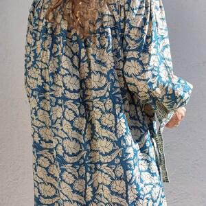 tunic in soft cotton blue-beige colors image 2