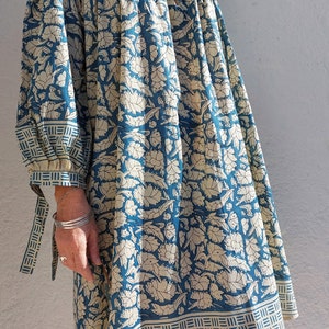 tunic in soft cotton blue-beige colors image 7