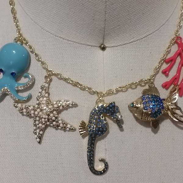 Ocean Charm Necklace Etsy