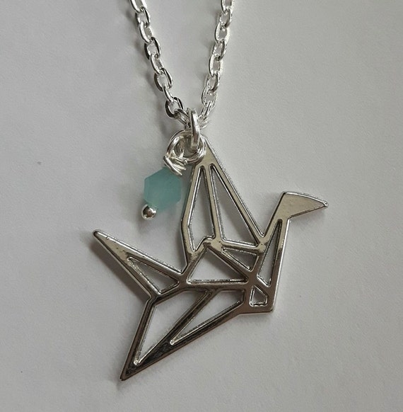 Buy Origami Crane Bird Pendant Necklace Chain Silver Plated Bird