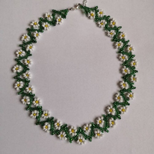 Floral FLOWER Daisy Seed BEAD Necklace Weave Multi Coloured Etsy