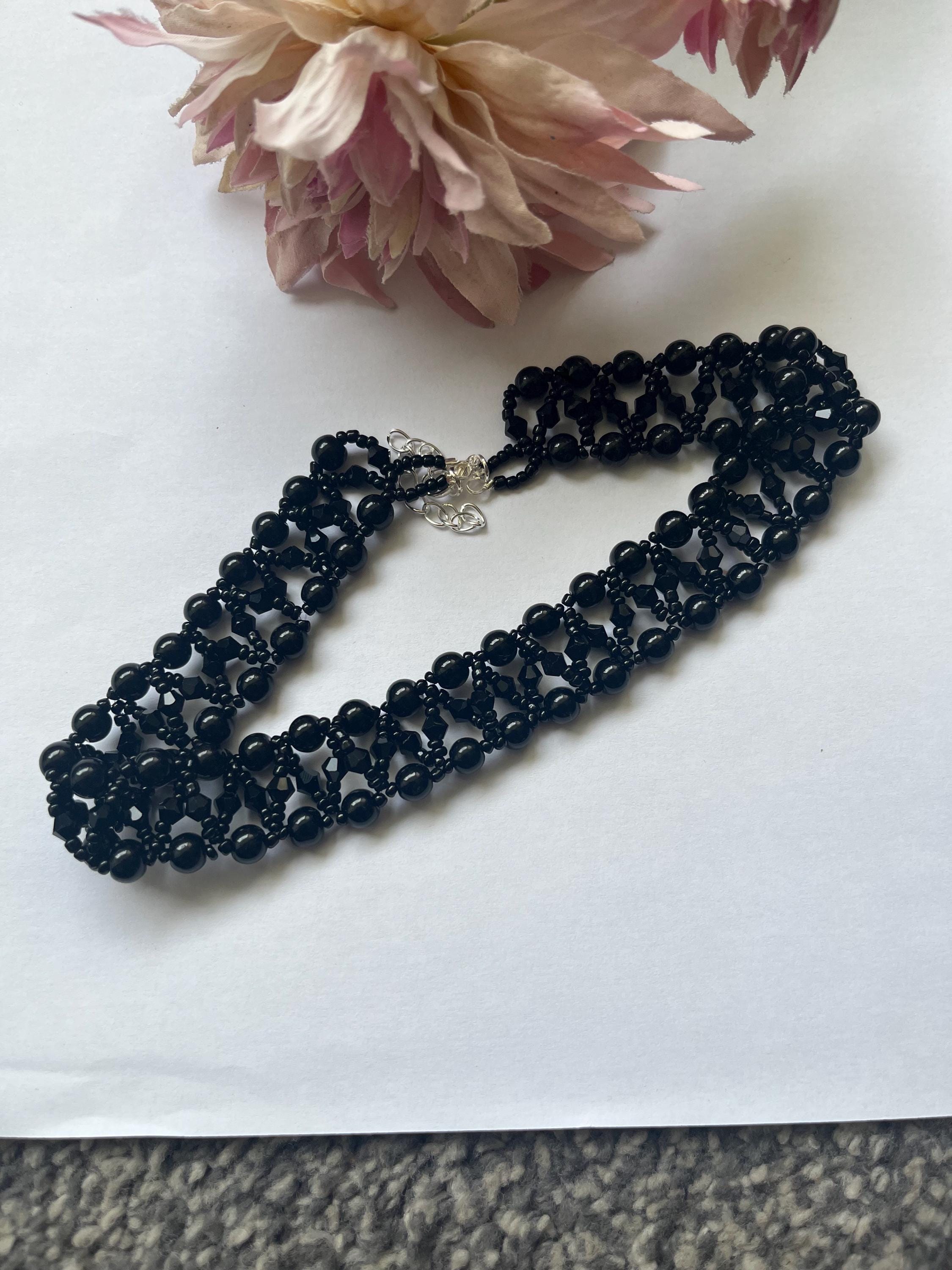 Womens Glass Bead Gothic Style Pearl Beaded Choker Necklace 13