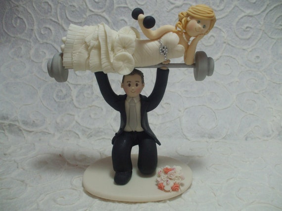 Items similar to weight lifting groom with bride on 