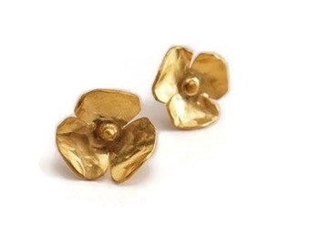 Gold plated silver flower earrings