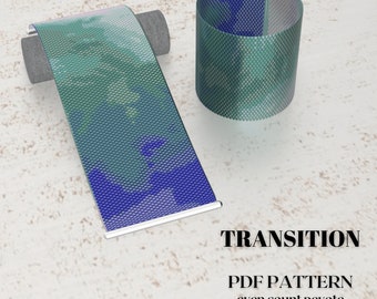 Peyote bracelet pattern, Blue Green Transition Pattern, Even Count Peyote Pattern, Bead bracelet PDF PATTERN, even-count peyote pattern