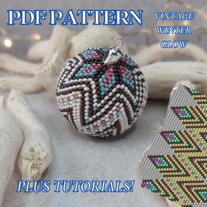 Bead crochet Christmas Ball Vintage Winter Glow, 4cm bead ball PDF Pattern - PDF pattern for bead crochet ball - Bead crochet pattern