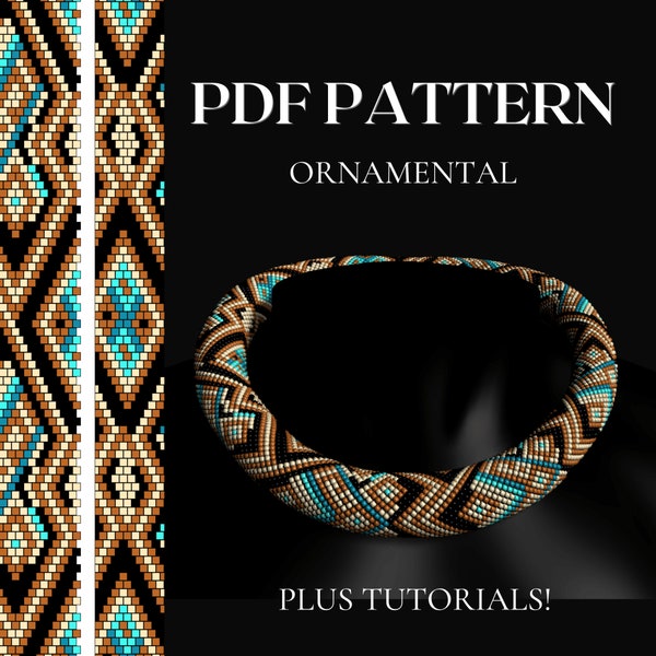 Bead crochet PDF pattern Ornamental - PDF pattern for bead necklace - Bead crochet pattern