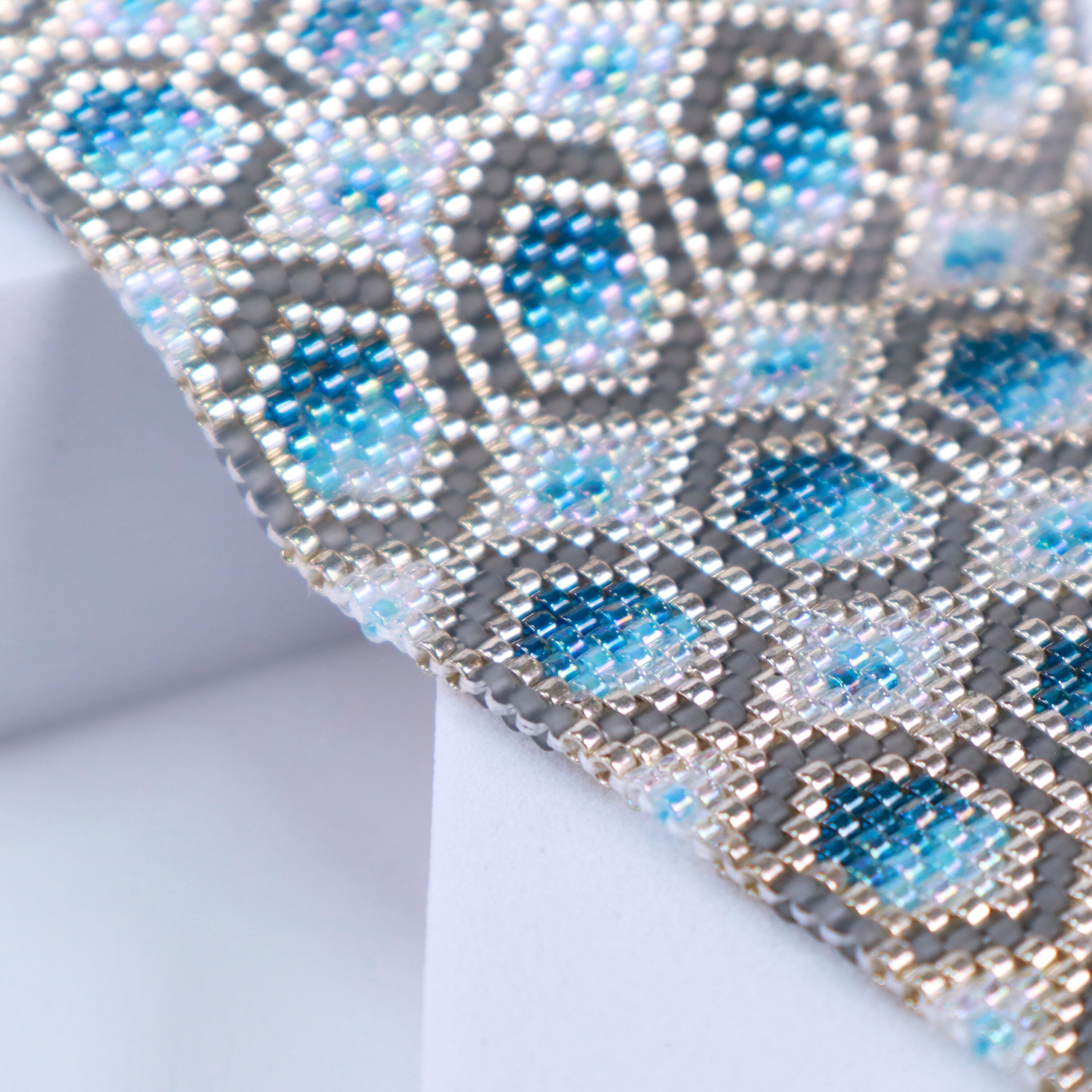 Peyote Bracelet Pattern, Blue Honeycomb Odd Count Peyote Pattern, Bead ...