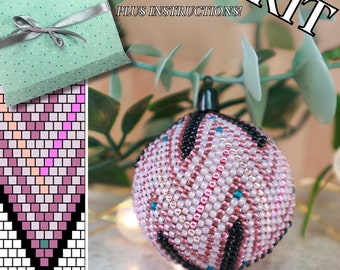 Bead crochet Christmas Ball 4cm KIT, Beading Kit, Pink Bead crochet Christmas Ball, bead crochet kit, Premium bead kit, DIY Bead Bauble