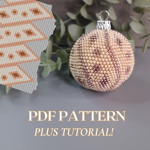 Pärlvirkad julkula 4 cm PDF-mönster Gyllene - PDF-mönster för pärlvirkad kula - Pärlvirkat mönster