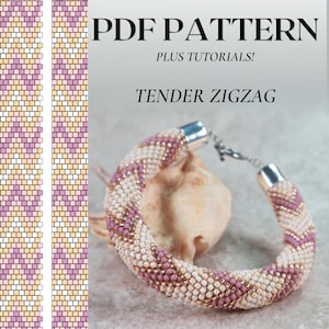 Bead crochet PDF pattern Tender Zigzag, PDF pattern for bead necklace bracelet, Bead crochet pattern - Bead jewelry PDF pattern - crochet
