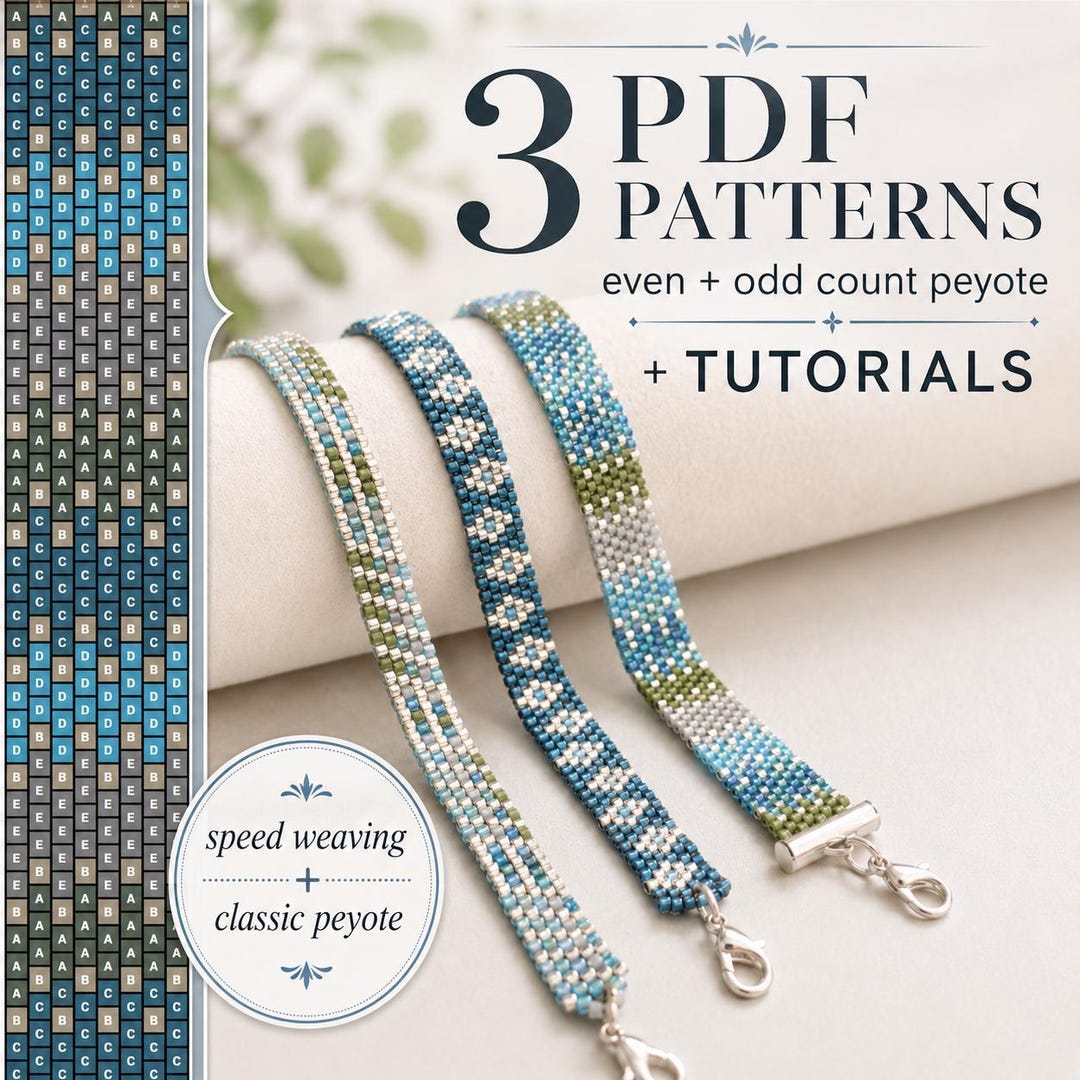 3 Peyote Bracelet Patterns – Even and Odd Count Stitch Pdfs With ...