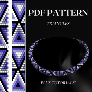 Bead crochet PDF pattern Triangles- PDF pattern for bead necklace - Bead crochet pattern