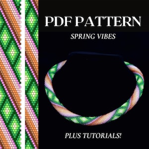 Bead crochet PDF pattern - PDF pattern for bead necklace - Bead crochet pattern - Handmade bead jewelry PDF pattern - Bead crochet tutorial