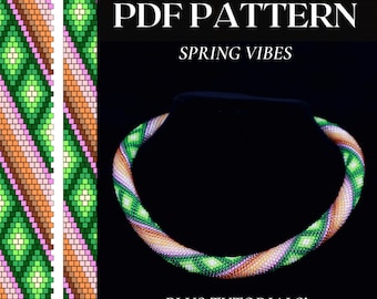 Wzór PDF na szydełkowanie koralikami - Wzór PDF na naszyjnik z koralików - Wzór PDF na szydełkowanie koralikami - Wzór PDF na ręcznie robioną biżuterię z koralików - Samouczek na szydełkowanie koralikami