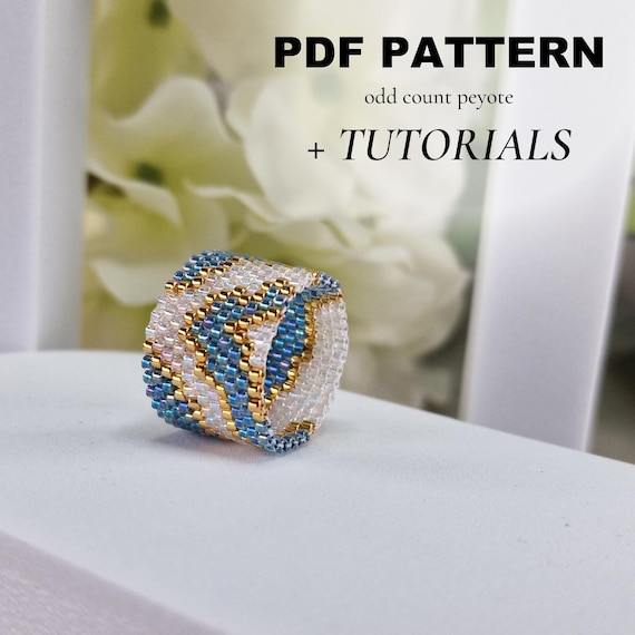 Peyote Ring Pattern, Seed Beads Ring PDF Pattern, Miyuki Delica