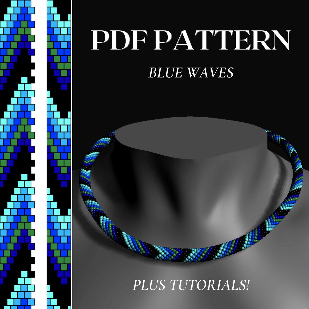 Bead Crochet PDF Pattern Blue Waves - PDF Pattern for Bead Necklace ...