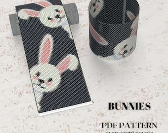 Peyote bracelet pattern, Bunnies Easter Pattern, Even Count Peyote Pattern, Bead bracelet PDF PATTERN, even-count peyote pattern
