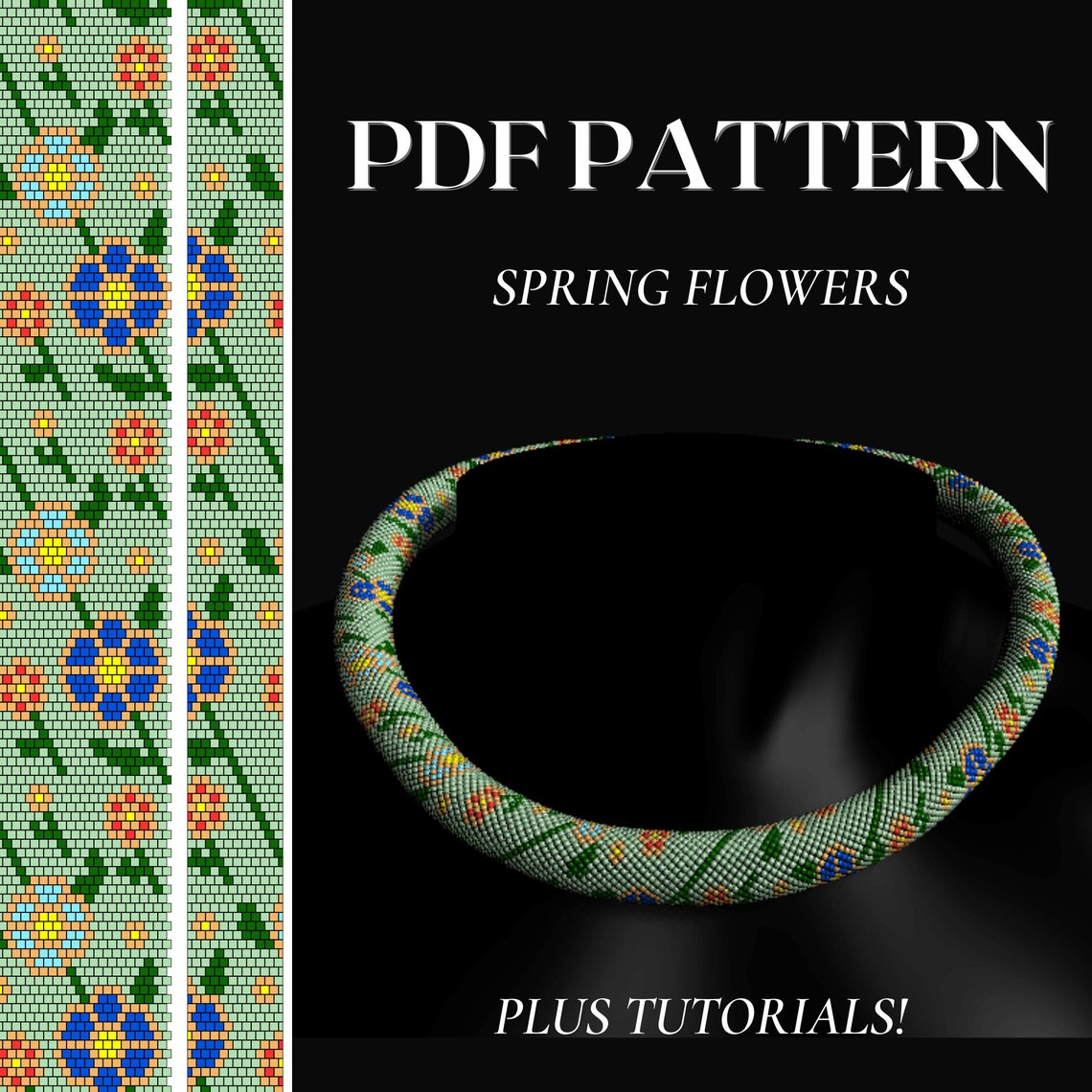 Bead Crochet PDF Pattern Spring Flowers PDF Pattern for Bead Necklace ...