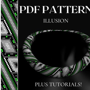 Bead crochet PDF pattern Illusion - PDF pattern for bead necklace - Bead crochet pattern