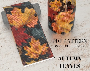 Peyote bracelet pattern, Autumn Leaves, Even Count Peyote Pattern, Bead bracelet PDF PATTERN, even-count peyote pattern, bead pattern
